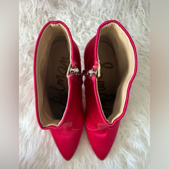 Sam Edelman Fuchsia Pink Satin Ankle Booties Size 8 - Picture 2 of 7